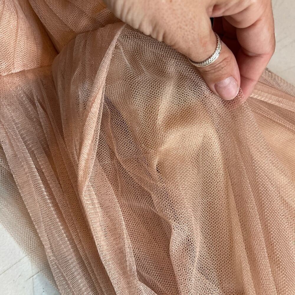 Jenny Yoo Strapless Blush Chiffon Maxi Dress Size 4 Bridesmaid Prom Fairycore - Picture 11 of 16